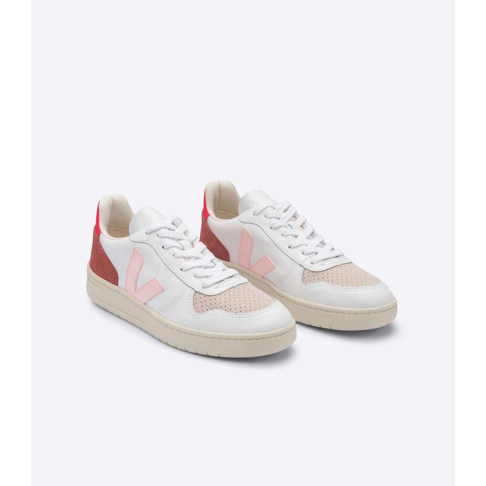 Veja V-10 LEATHER Tornacipő Női White/Red | HU 639BEX